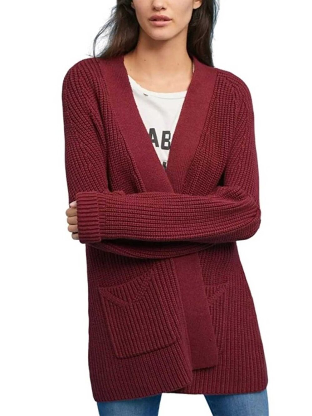 Anthropologie Knitted & Knotted Posie Longline Open Front Cardigan Sweater Small